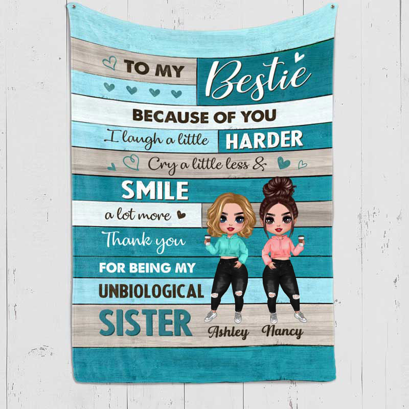 To My Bestie Green Wood Texture Personalized Fleece Blanket