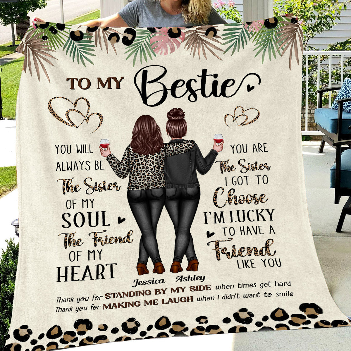 To My Bestie Thank You For Standing By My Side Friendship Personalized Fleece Blanket
