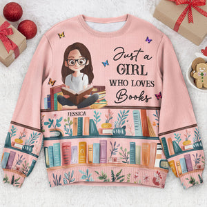 Just A Girl Who Loves Books personalized ugly sweater