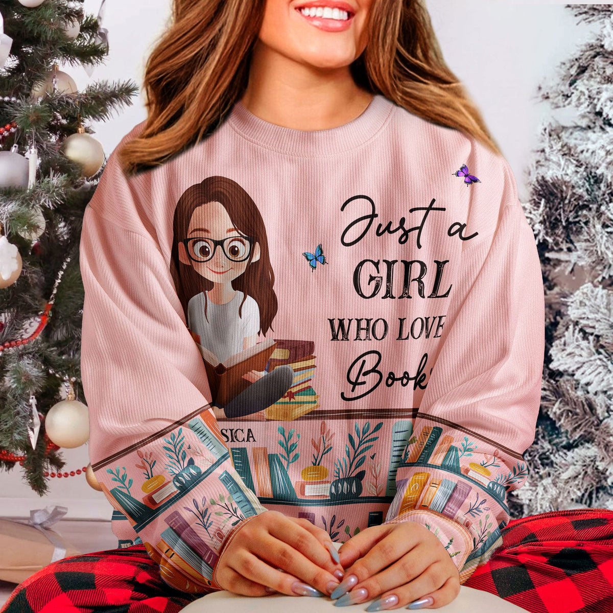 Just A Girl Who Loves Books personalized ugly sweater