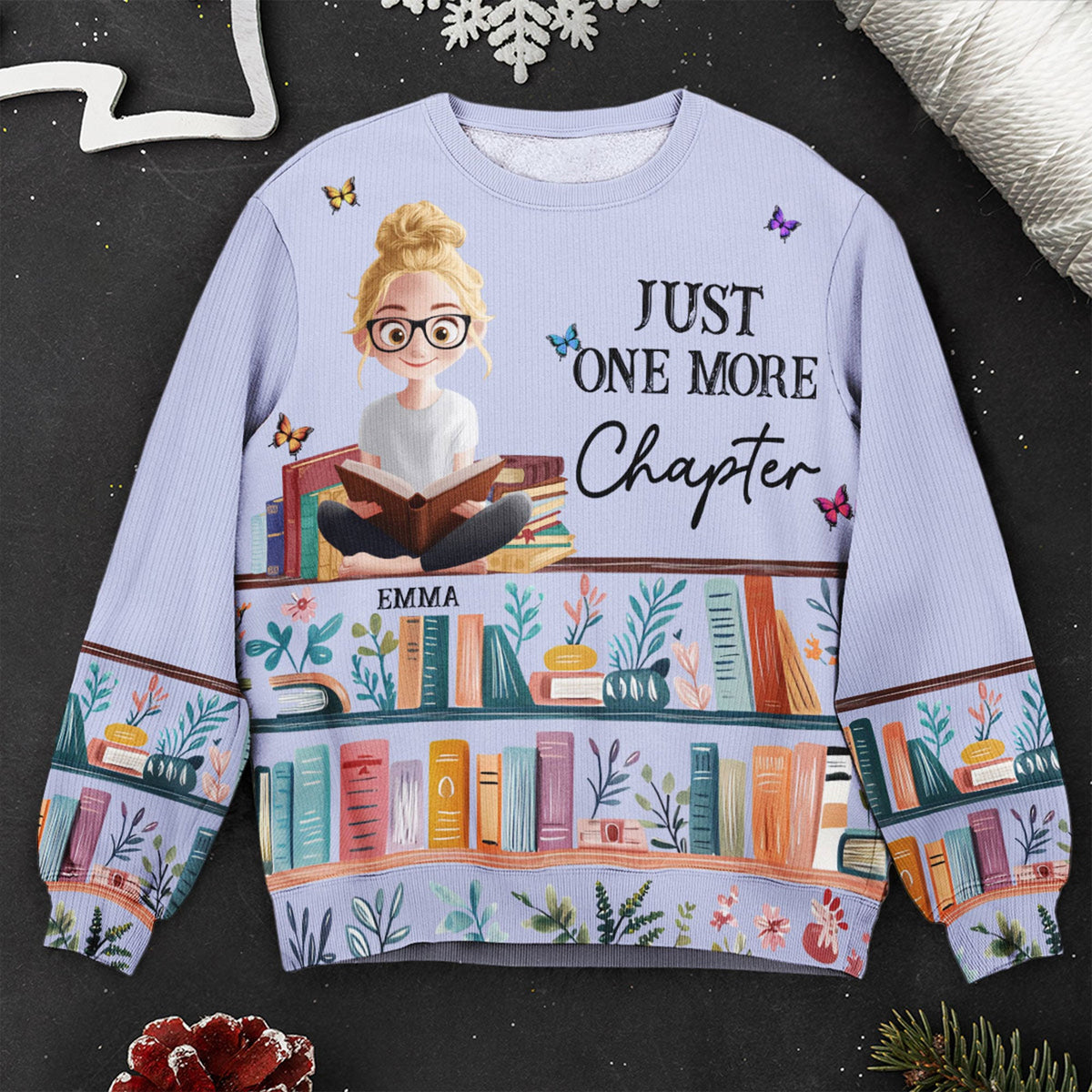 Just A Girl Who Loves Books personalized ugly sweater