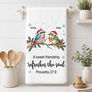Sweet Friendship Birds Personalized Kitchen Towel