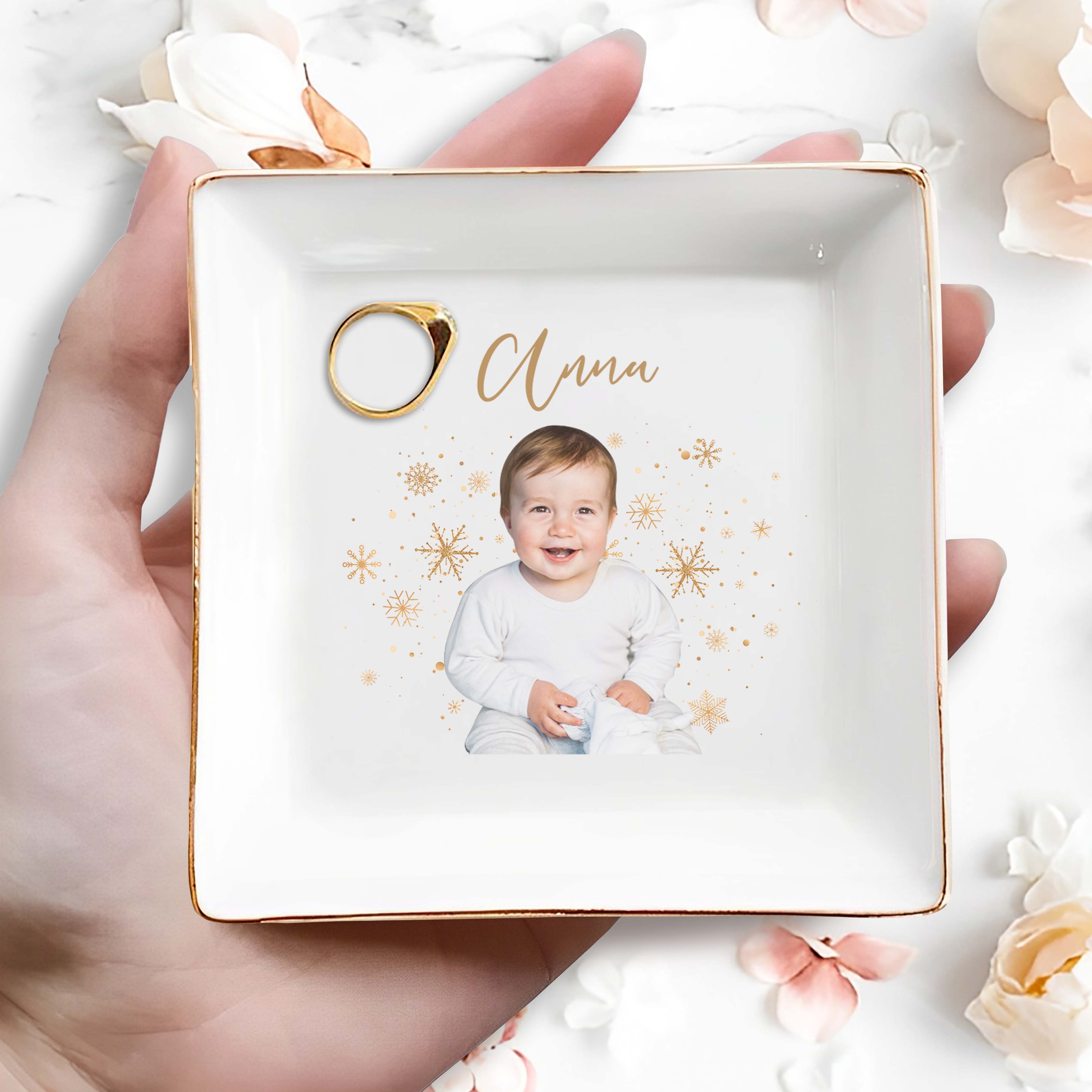 Warm Wishes And Joyful Smiles Jewelry Dish - Personalized Custom Jewelry Dish - KID006_SCRD