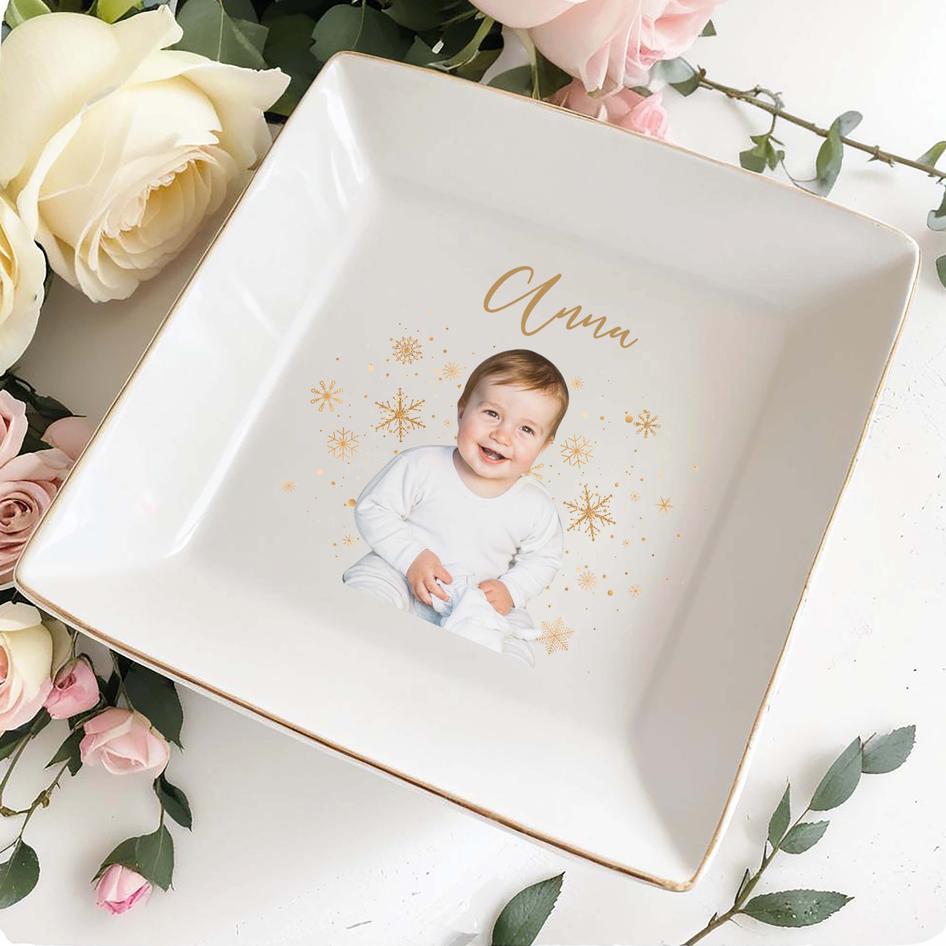 Warm Wishes And Joyful Smiles Jewelry Dish - Personalized Custom Jewelry Dish - KID006_SCRD