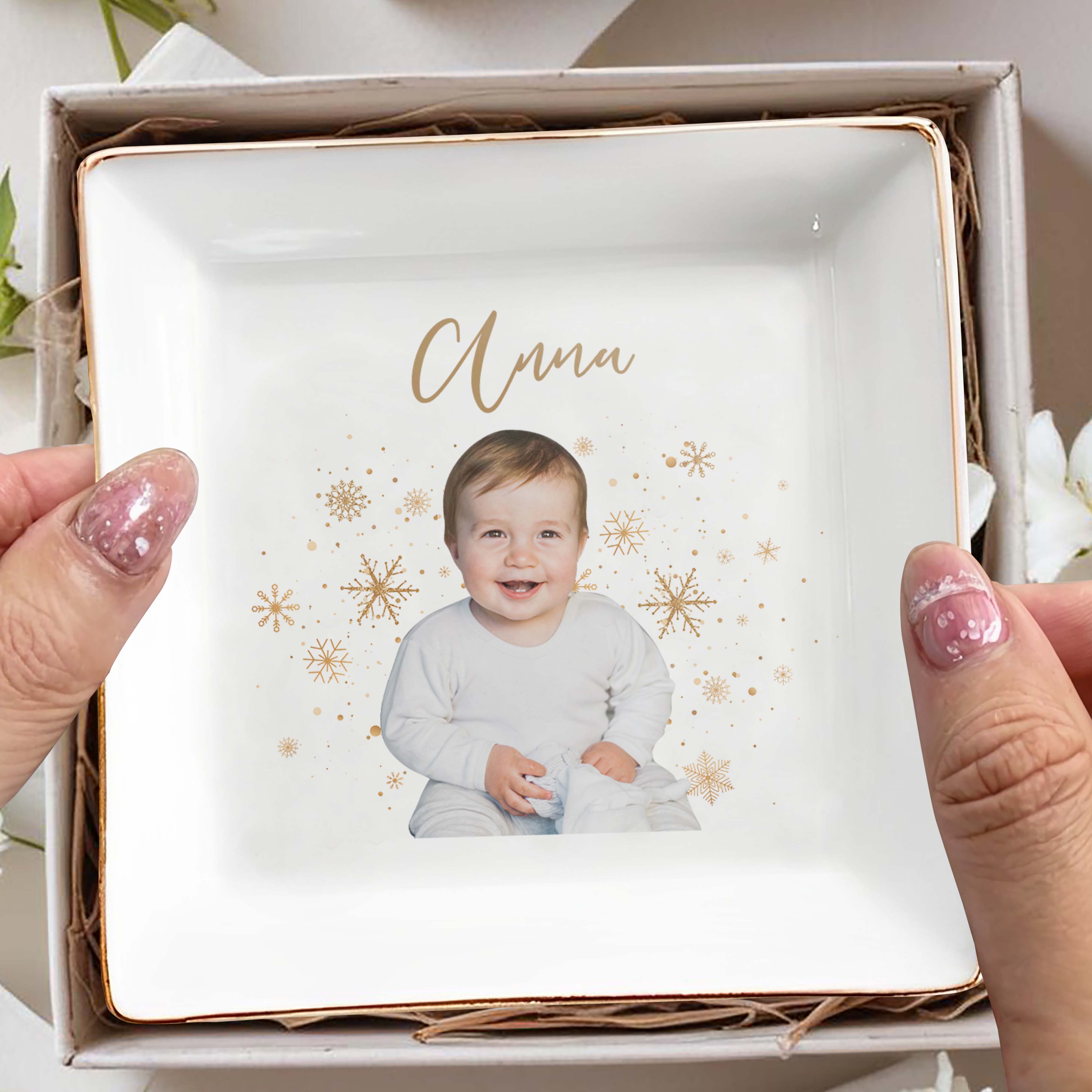 Warm Wishes And Joyful Smiles Jewelry Dish - Personalized Custom Jewelry Dish - KID006_SCRD