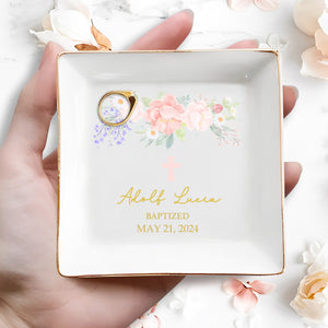 Celebrate Your Special Day Baptized In Love And Faith With Flowers - Personalized Custom Jewelry Dish - KID015_SCRD