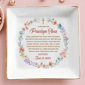 Grace And Love Blessing Cross And Flowers Design - Personalized Custom Jewelry Dish - KID016_SCRD