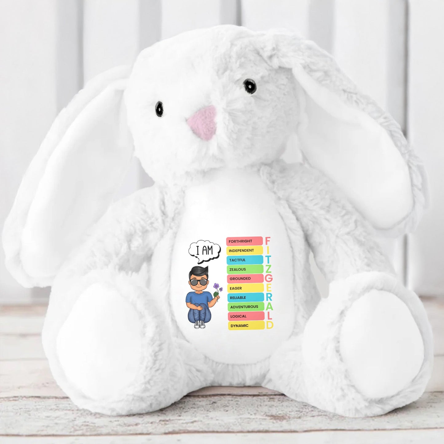I am- Personalized Stuffed Bunny - KID032_BUN