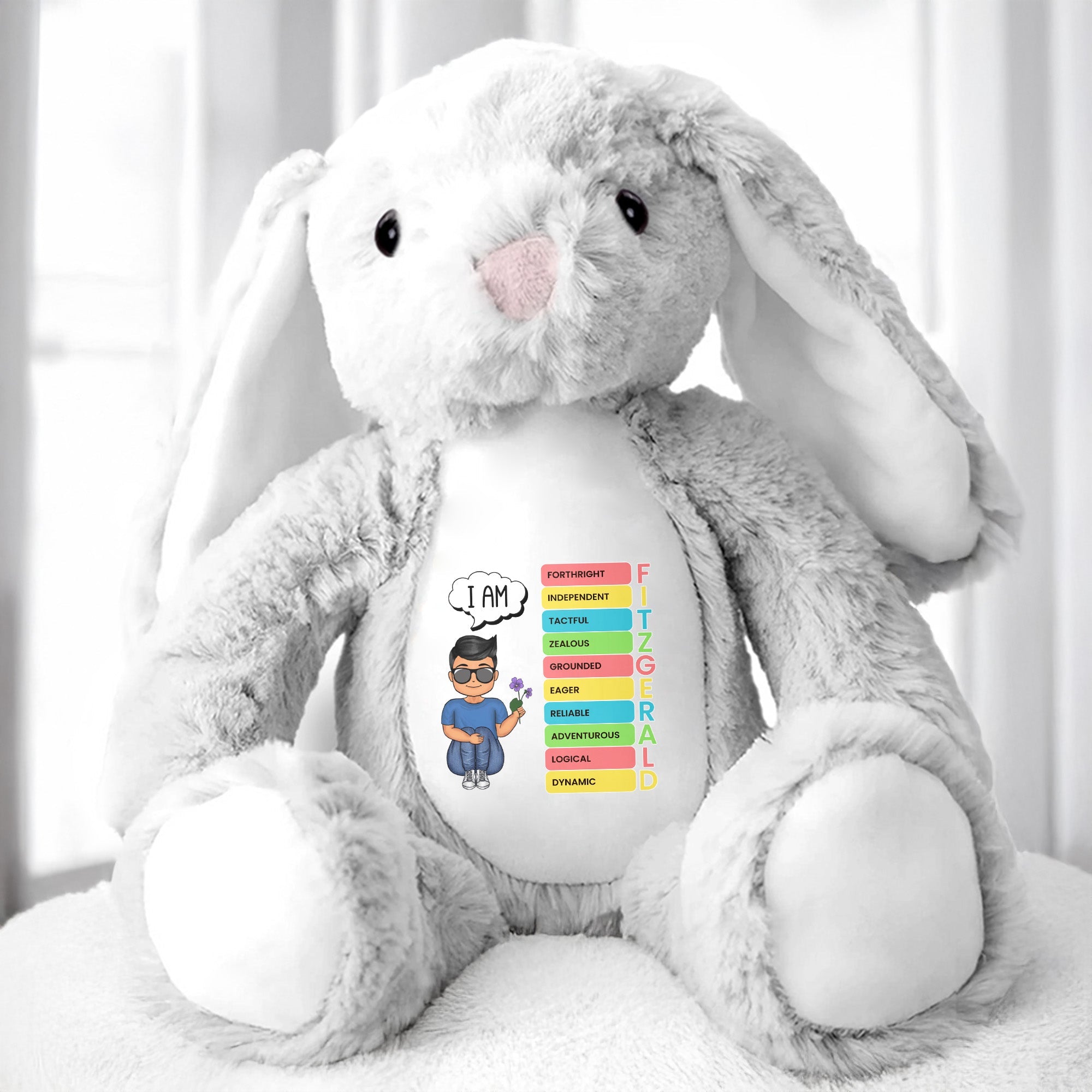 I am- Personalized Stuffed Bunny - KID032_BUN