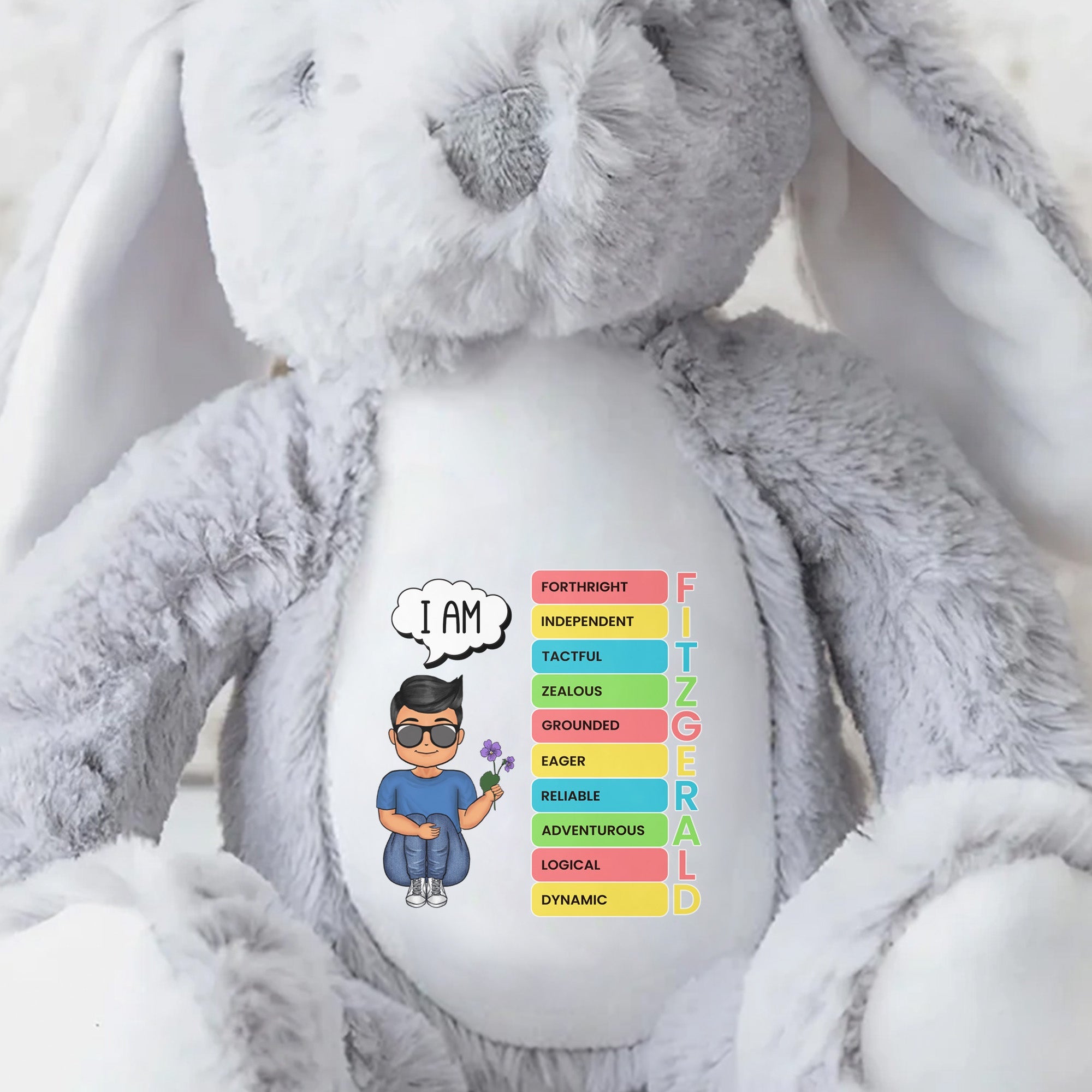 I am- Personalized Stuffed Bunny - KID032_BUN