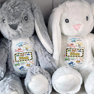 Victorious, Strong, Never Alone, Personalized Stuffed Bunny With Biblical Inscriptions - Personalized Stuffed Bunny - KID037_BUN