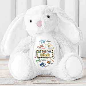 Victorious, Strong, Never Alone, Personalized Stuffed Bunny With Biblical Inscriptions - Personalized Stuffed Bunny - KID037_BUN