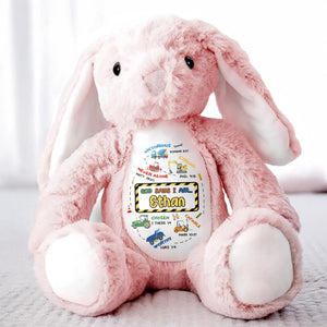 Victorious, Strong, Never Alone, Personalized Stuffed Bunny With Biblical Inscriptions - Personalized Stuffed Bunny - KID037_BUN