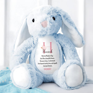My First Mother's Day Feels Like A Beautiful Dream, Stuffed Bunny, Heart, Flowers - Personalized Stuffed Bunny - KID039_BUN