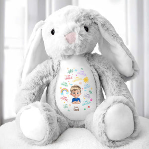 I Am Unique, I Am Helpful, I Am Grateful, Positive Affirmations On Bunny - Personalized Stuffed Bunny - KID041_BUN