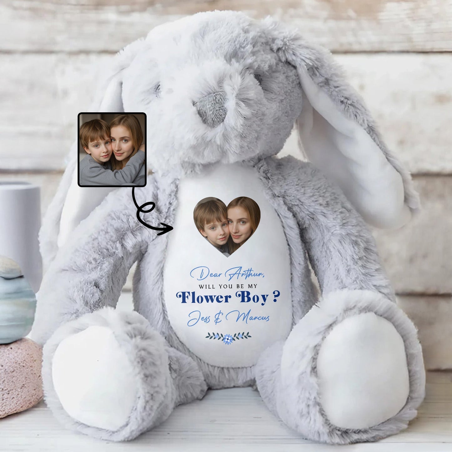 Dear Arthur, Will You Be My Flower Boy?, Stuffed Bunny - Personalized Stuffed Bunny - KID046_BUN