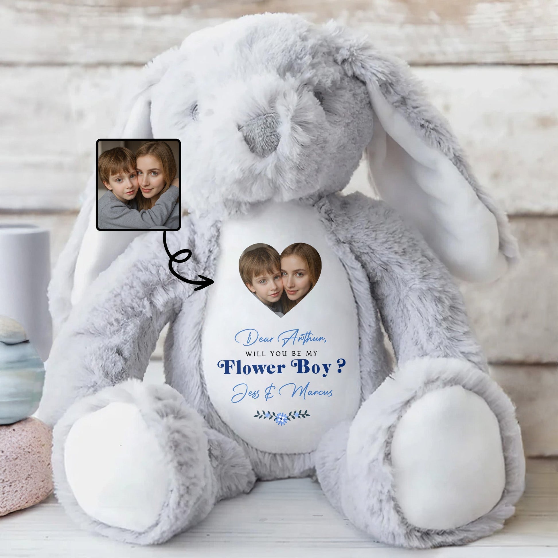 Dear Arthur, Will You Be My Flower Boy?, Stuffed Bunny - Personalized Stuffed Bunny - KID046_BUN