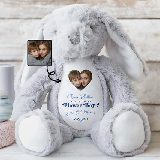 Dear Arthur, Will You Be My Flower Boy?, Stuffed Bunny - Personalized Stuffed Bunny - KID046_BUN