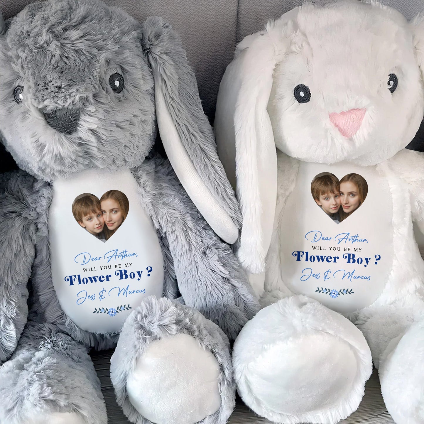 Dear Arthur, Will You Be My Flower Boy?, Stuffed Bunny - Personalized Stuffed Bunny - KID046_BUN