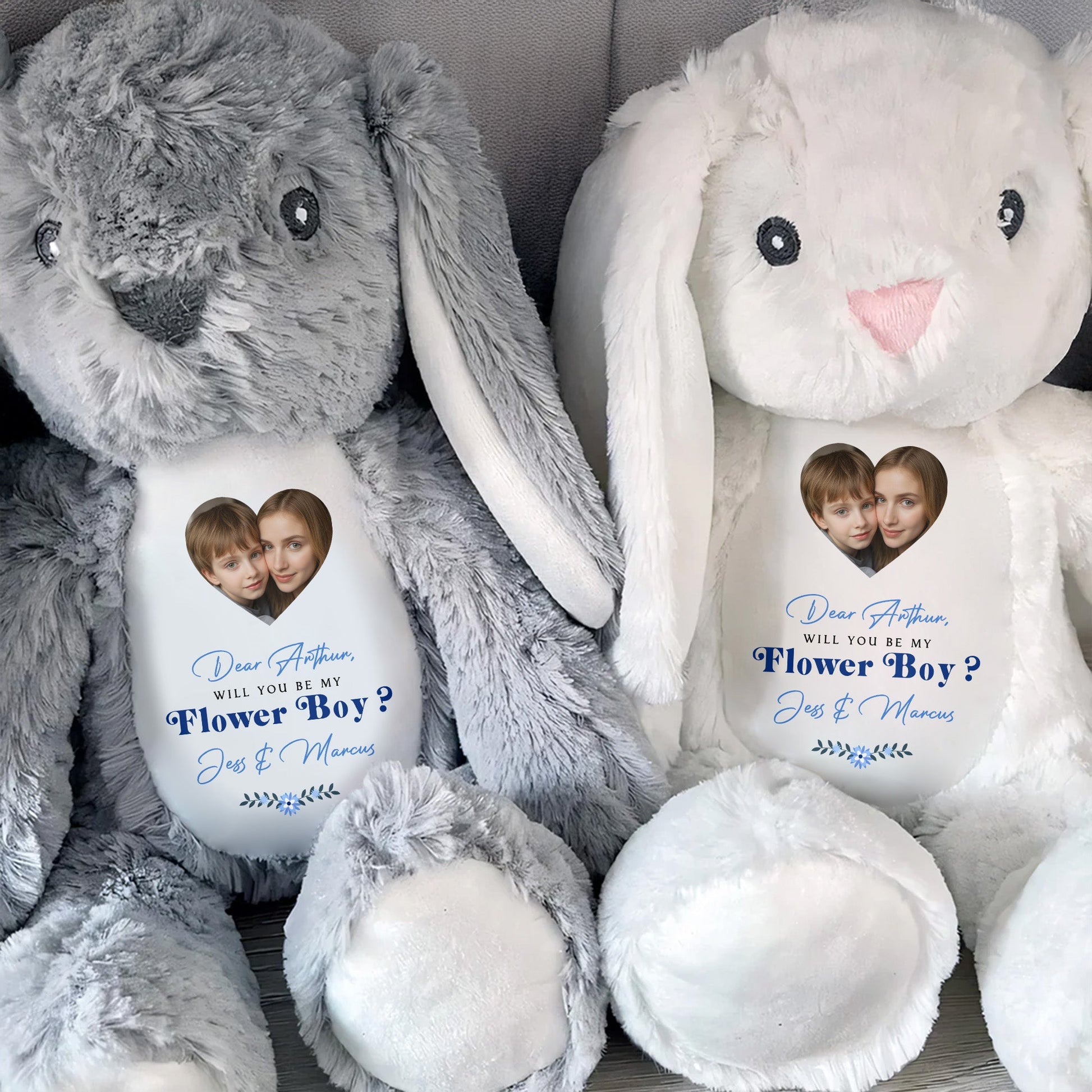 Dear Arthur, Will You Be My Flower Boy?, Stuffed Bunny - Personalized Stuffed Bunny - KID046_BUN
