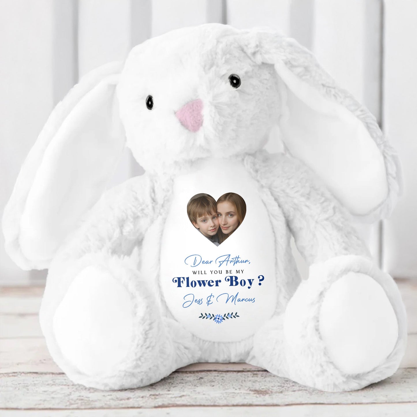Dear Arthur, Will You Be My Flower Boy?, Stuffed Bunny - Personalized Stuffed Bunny - KID046_BUN