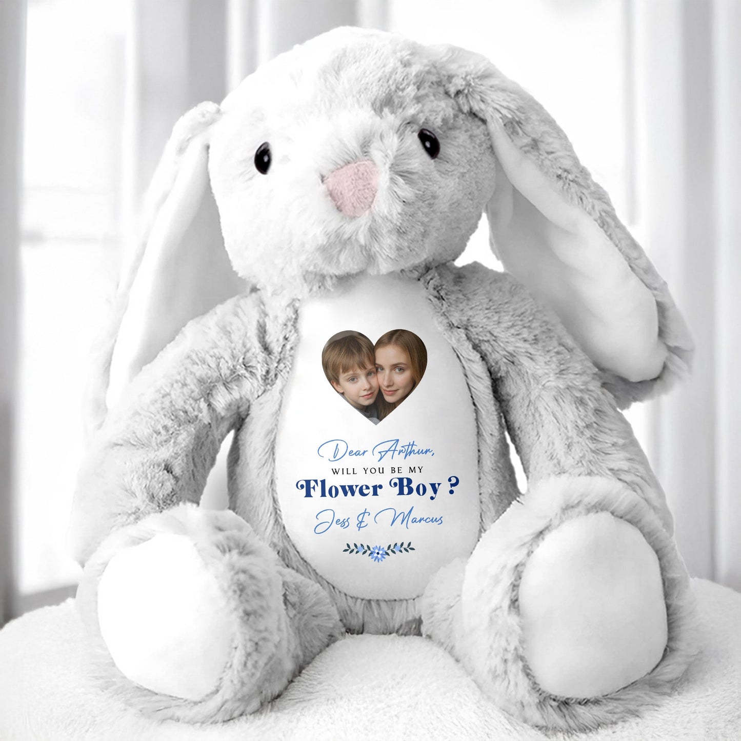 Dear Arthur, Will You Be My Flower Boy?, Stuffed Bunny - Personalized Stuffed Bunny - KID046_BUN
