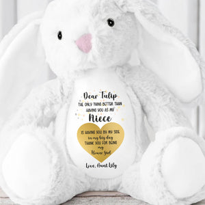 Dear Tulip, The Only Thing Better Than Having You As My Niece, Stuffed Bunny - Personalized Stuffed Bunny - KID048_BUN
