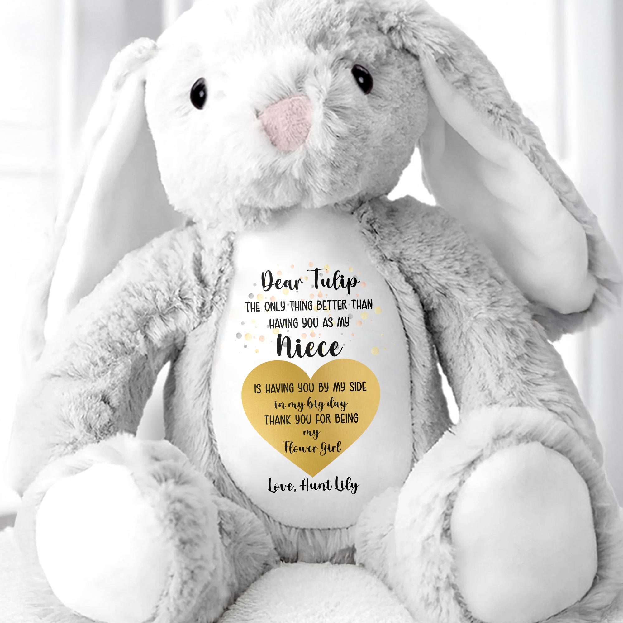 Dear Tulip, The Only Thing Better Than Having You As My Niece, Stuffed Bunny - Personalized Stuffed Bunny - KID048_BUN