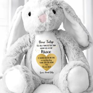 Dear Tulip, The Only Thing Better Than Having You As My Niece, Stuffed Bunny - Personalized Stuffed Bunny - KID048_BUN