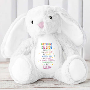 Soy Una Hija De Dios, Soy Fuerte, Stuffed Bunny - Personalized Stuffed Bunny - KID051_BUN