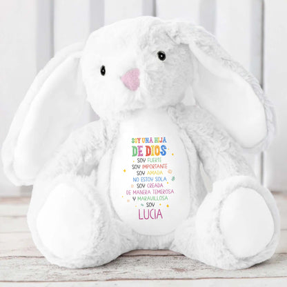 Soy Una Hija De Dios, Soy Fuerte, Stuffed Bunny - Personalized Stuffed Bunny - KID051_BUN