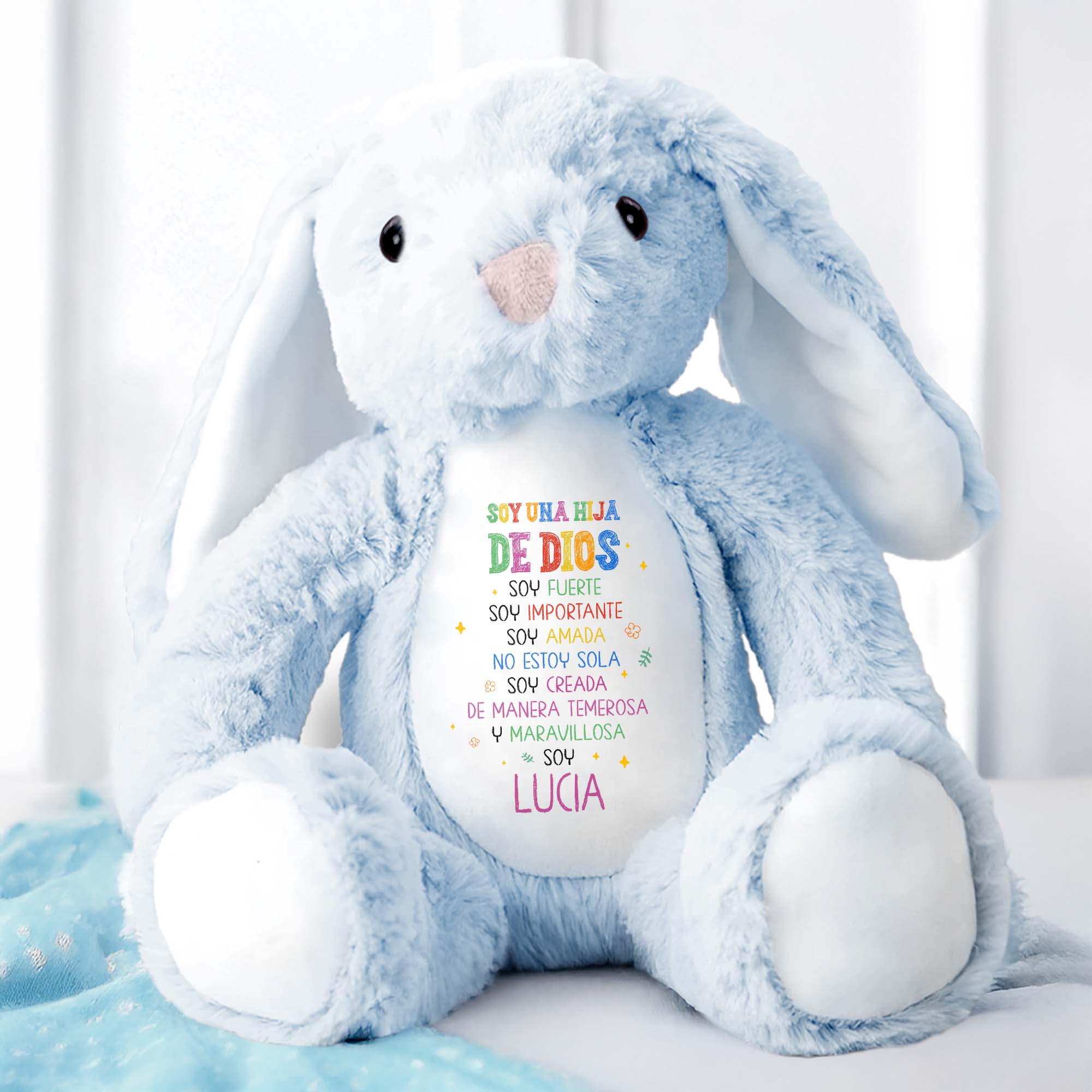 Soy Una Hija De Dios, Soy Fuerte, Stuffed Bunny - Personalized Stuffed Bunny - KID051_BUN