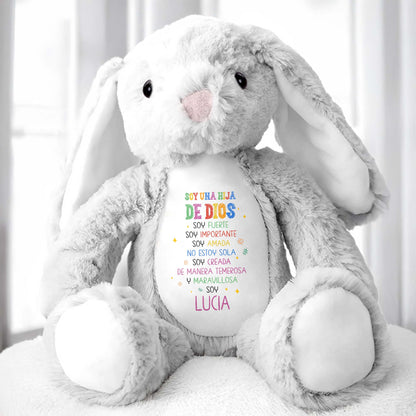 Soy Una Hija De Dios, Soy Fuerte, Stuffed Bunny - Personalized Stuffed Bunny - KID051_BUN