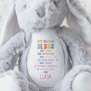 Soy Una Hija De Dios, Soy Fuerte, Stuffed Bunny - Personalized Stuffed Bunny - KID051_BUN