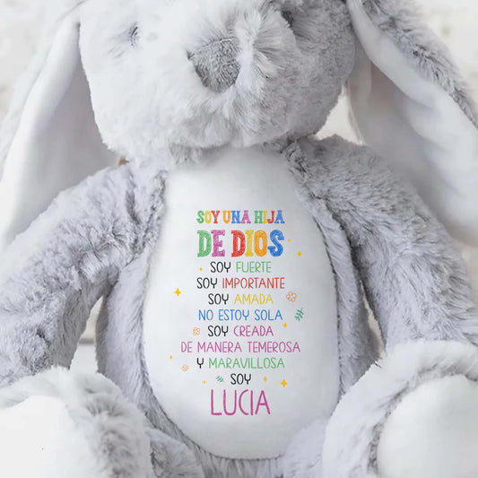 Soy Una Hija De Dios, Soy Fuerte, Stuffed Bunny - Personalized Stuffed Bunny - KID051_BUN