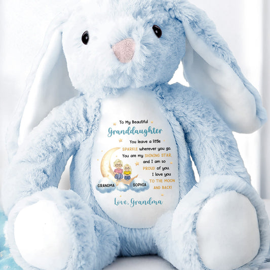 To My Beautiful Granddaughter, You Leave A Little Sparkle Wherever You Go, Stuffed Bunny and Stars - Personalized Stuffed Bunny - KID053_BUN
