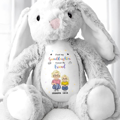 First My Granddaughter, Forever My Friend, Cartoon Characters - Personalized Stuffed Bunny - KID054_BUN