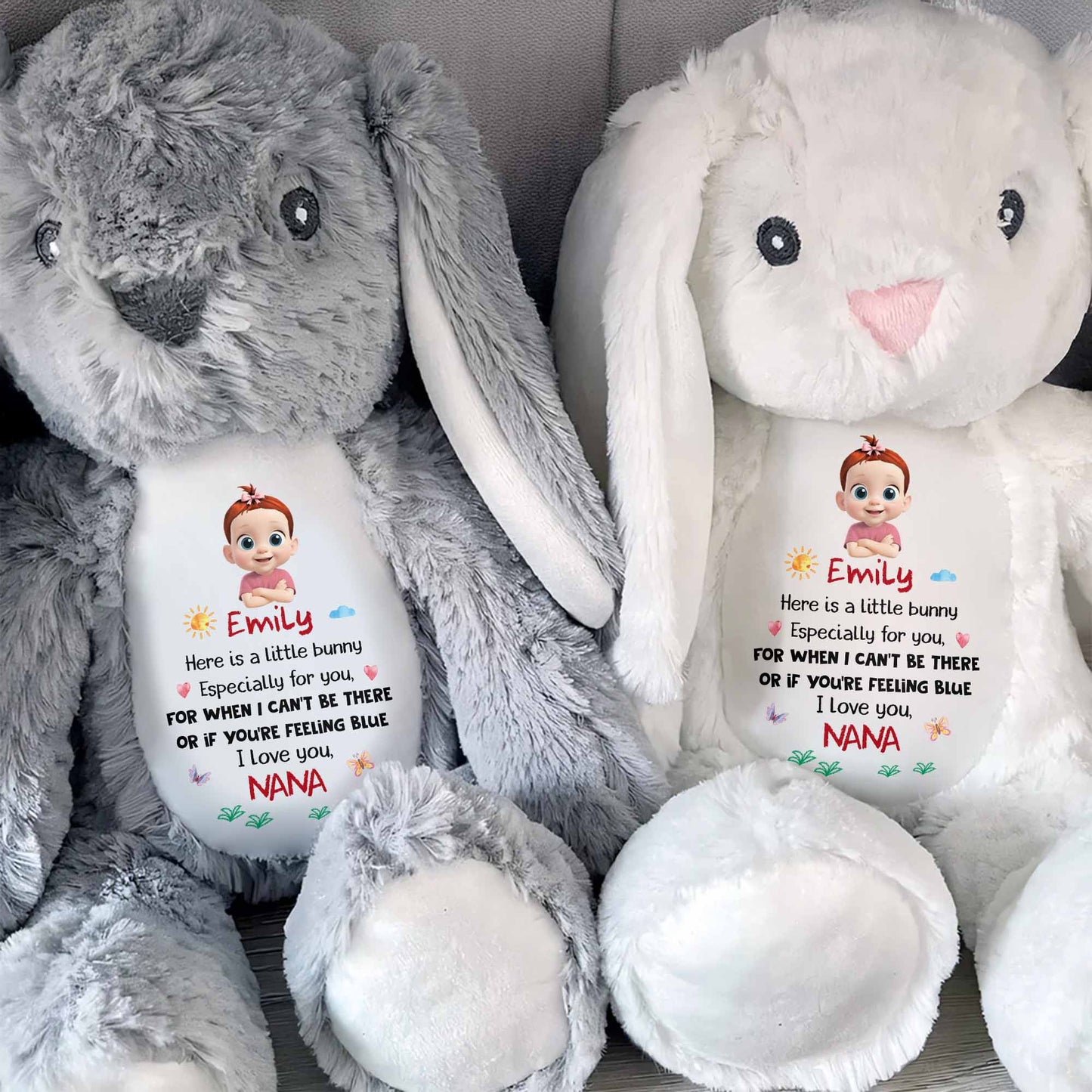 Little Bunny For You When You're Feeling Blue - Personalized Stuffed Bunny - KID087_BUN
