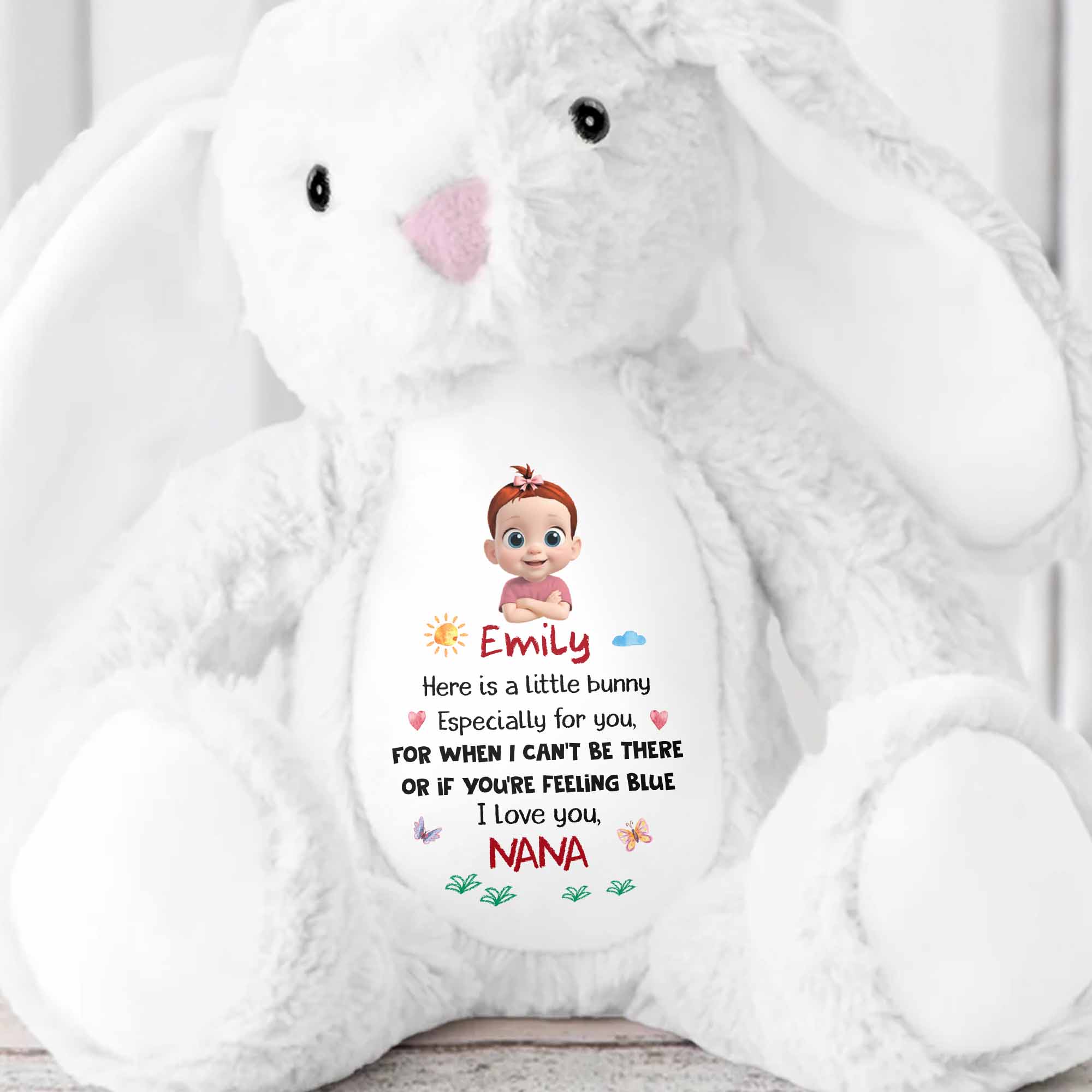 Little Bunny For You When You're Feeling Blue - Personalized Stuffed Bunny - KID087_BUN