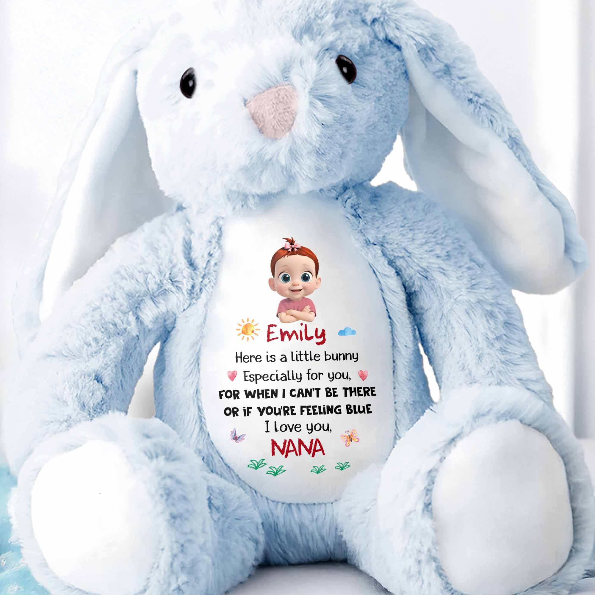 Little Bunny For You When You're Feeling Blue - Personalized Stuffed Bunny - KID087_BUN