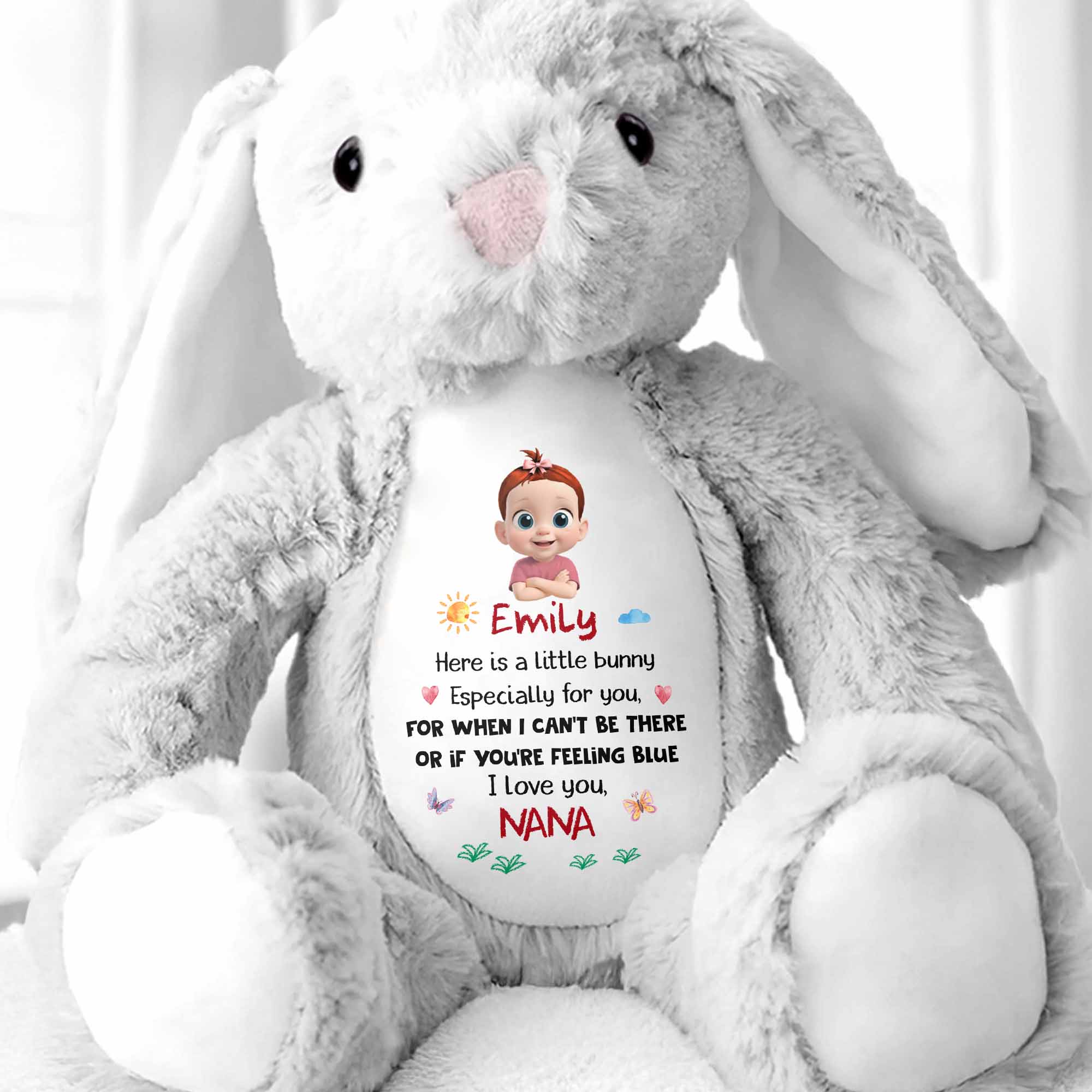 Little Bunny For You When You're Feeling Blue - Personalized Stuffed Bunny - KID087_BUN