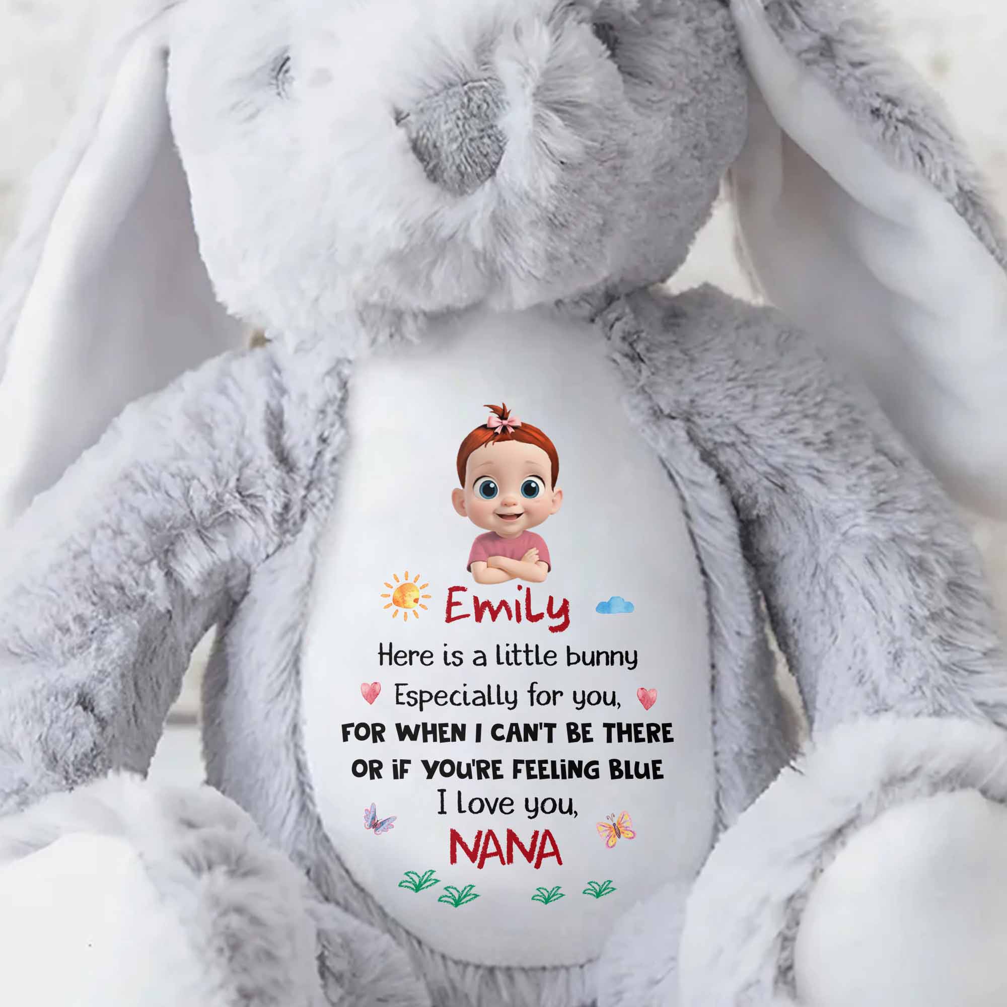Little Bunny For You When You're Feeling Blue - Personalized Stuffed Bunny - KID087_BUN