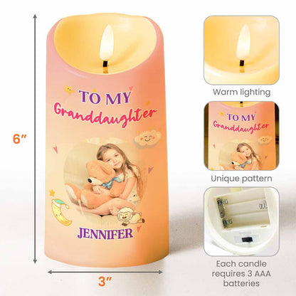 To My Granddaughter, Teddy Bear and Hearts LED Candle - Personalized Custom LED Candle - KID105_LECA