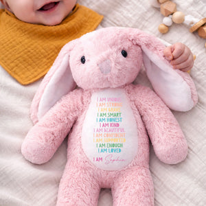 I Am Unique I Am Strong Beautiful And Confident Bunny - Personalized Stuffed Bunny - KID234_BUN