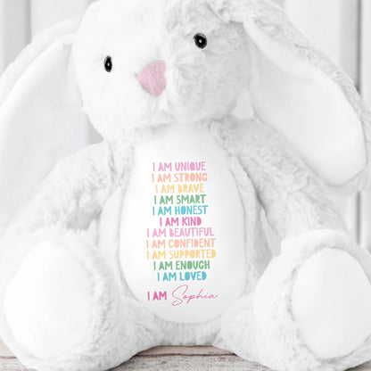I Am Unique I Am Strong Beautiful And Confident Bunny - Personalized Stuffed Bunny - KID234_BUN