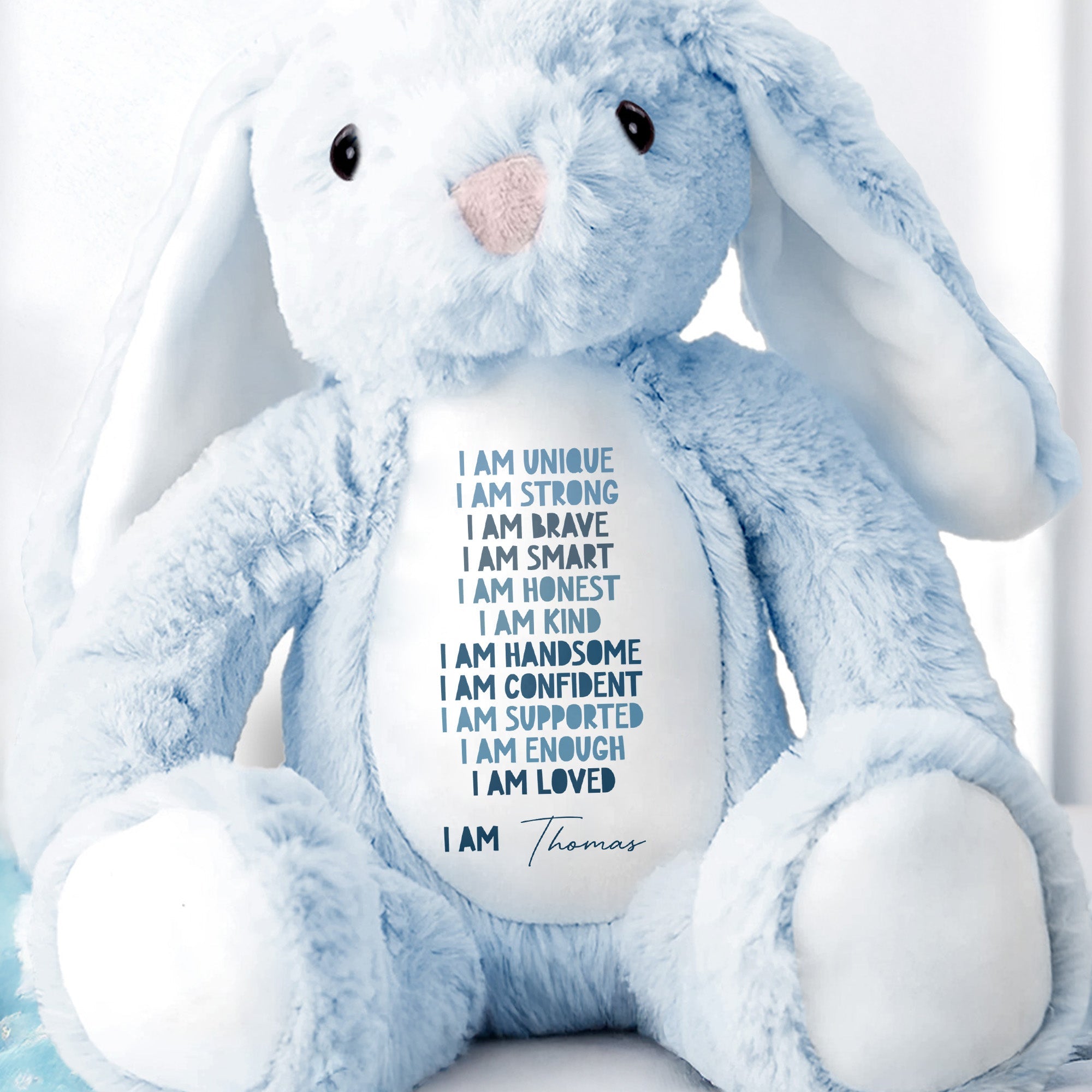 I Am Unique I Am Strong Beautiful And Confident Bunny - Personalized Stuffed Bunny - KID234_BUN