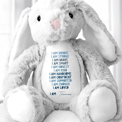 I Am Unique I Am Strong Beautiful And Confident Bunny - Personalized Stuffed Bunny - KID234_BUN