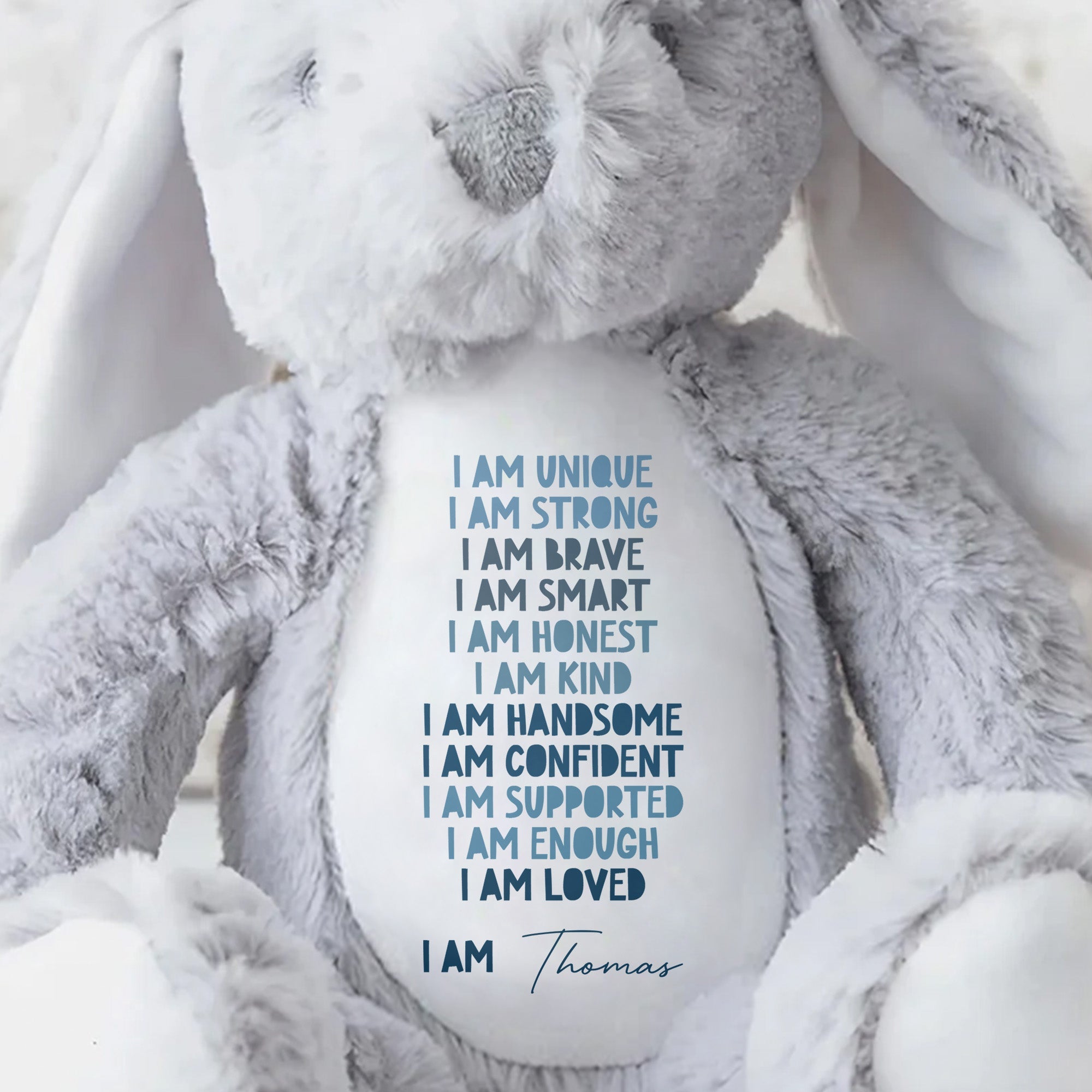 I Am Unique I Am Strong Beautiful And Confident Bunny - Personalized Stuffed Bunny - KID234_BUN