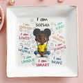 I Am Loved, I Am Strong Positive Affirmations Dish - Personalized Custom Jewelry Dish, Square Ceramic Dish - KID243_SCRD