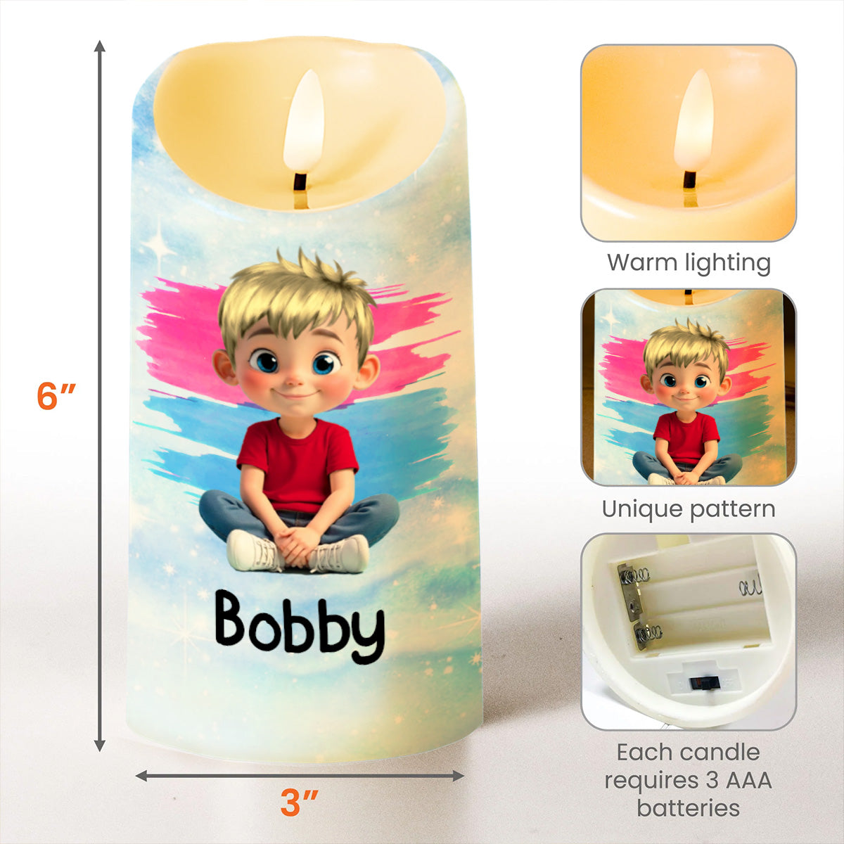Here Together Or Miles Apart A Grandson Like You - Personalized Custom LED Candle - KID317_LECA